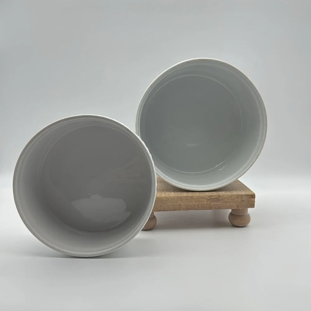 Pillivuyt Pleated White Ribbed Porcelain Souffles‎ Lot of 2